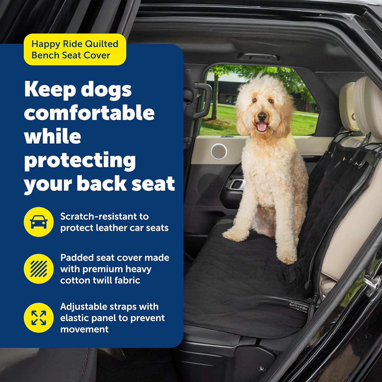 Petsafe Happy Ride Quilted Bench Seat Cover &ndash; Waterproof and Durable &ndash; Machine Washable &ndash; Fits Most Cars, Trucks and Suvs &ndash; Backseat Protection for Pet Paws, Scratches and Dog Hair image number 4