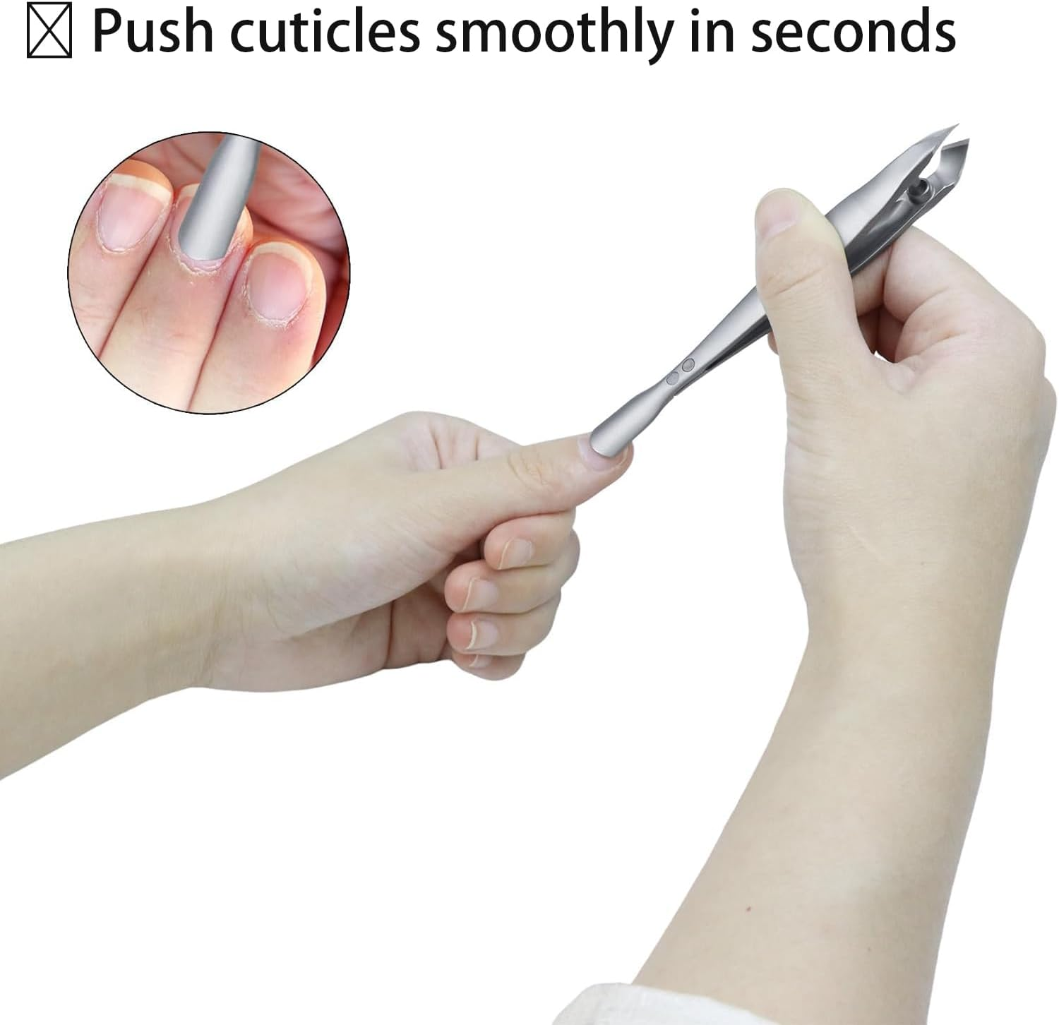 SG Nekoo 2-In-1 Cuticle Trimmer with Pusher, Portable Tweezers Design Sharp Cuticle Cutter Nipper, Precise Trimming of Hangnails for Fingernails and Toenails (Silver) image number 4