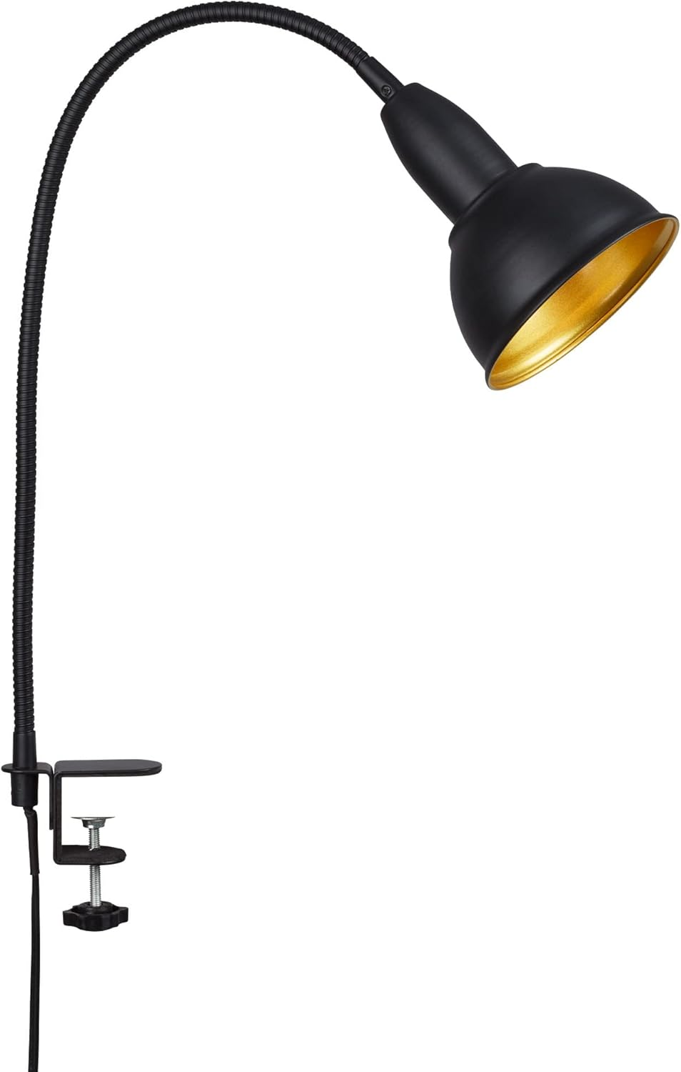 BRILONER Leuchten 2603-015 Retro Clamp Light Reading Lamp with Flex Arm with On/Off Switch 1X E14 Max. 25 Watt Metal Black/Gold