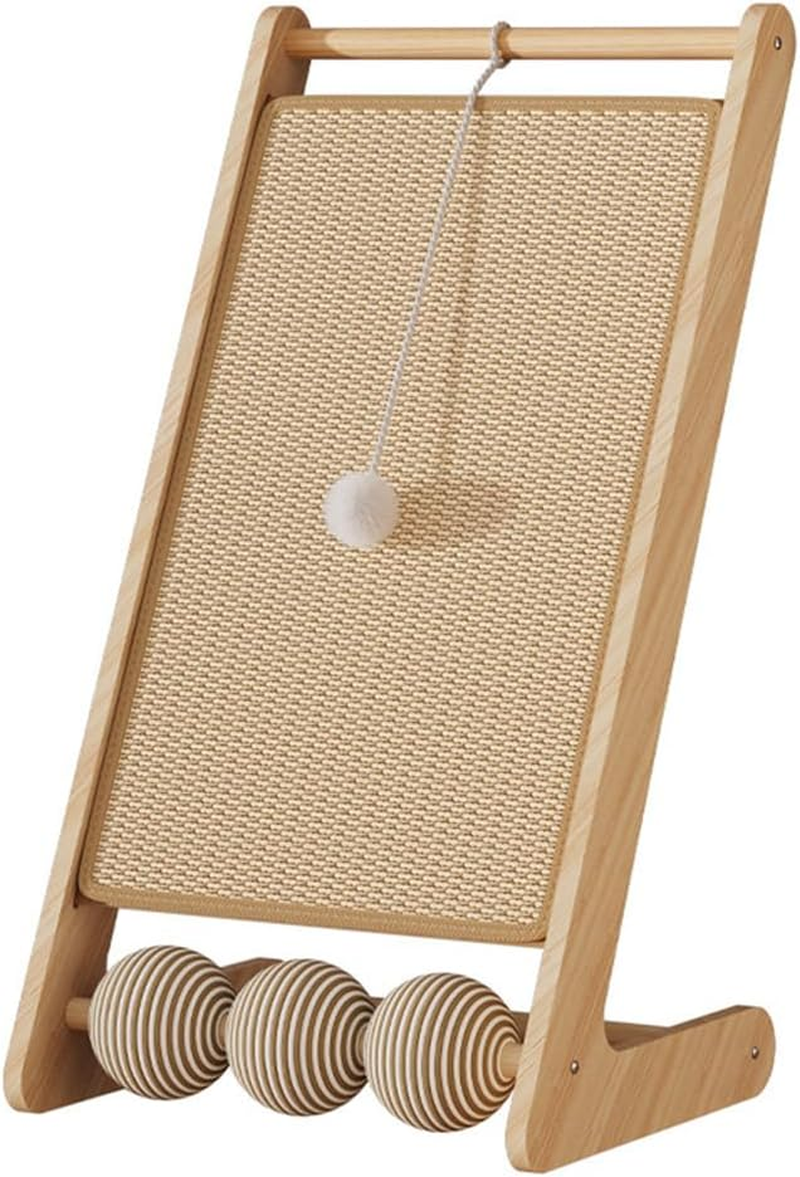 L-Shaped Standing Cat Scratcher with Toy Ball, Durable Natural Sisal & Solid Wood, Vertical Cat Scratching Board, Modern & Space-Saving Cat Furniture, Suitable for Indoor Cats Small Pets image number 1