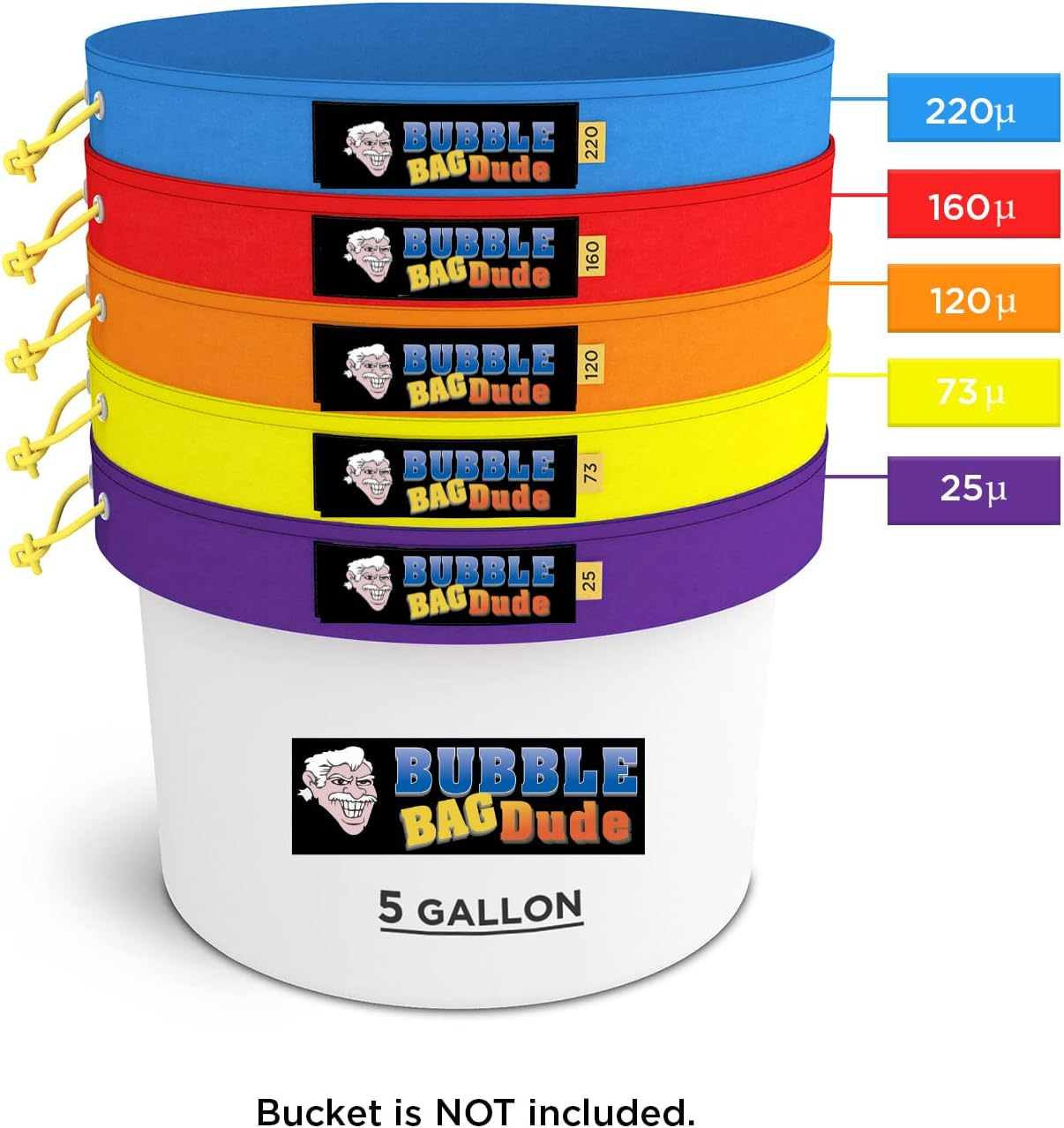 BUBBLEBAGDUDE Bubble Bags 5 Gallon 5 Bag Set - Herbal Ice Bubble Bag Essence Extractor Kit - Comes with Pressing Screen and Storage Bag image number 2