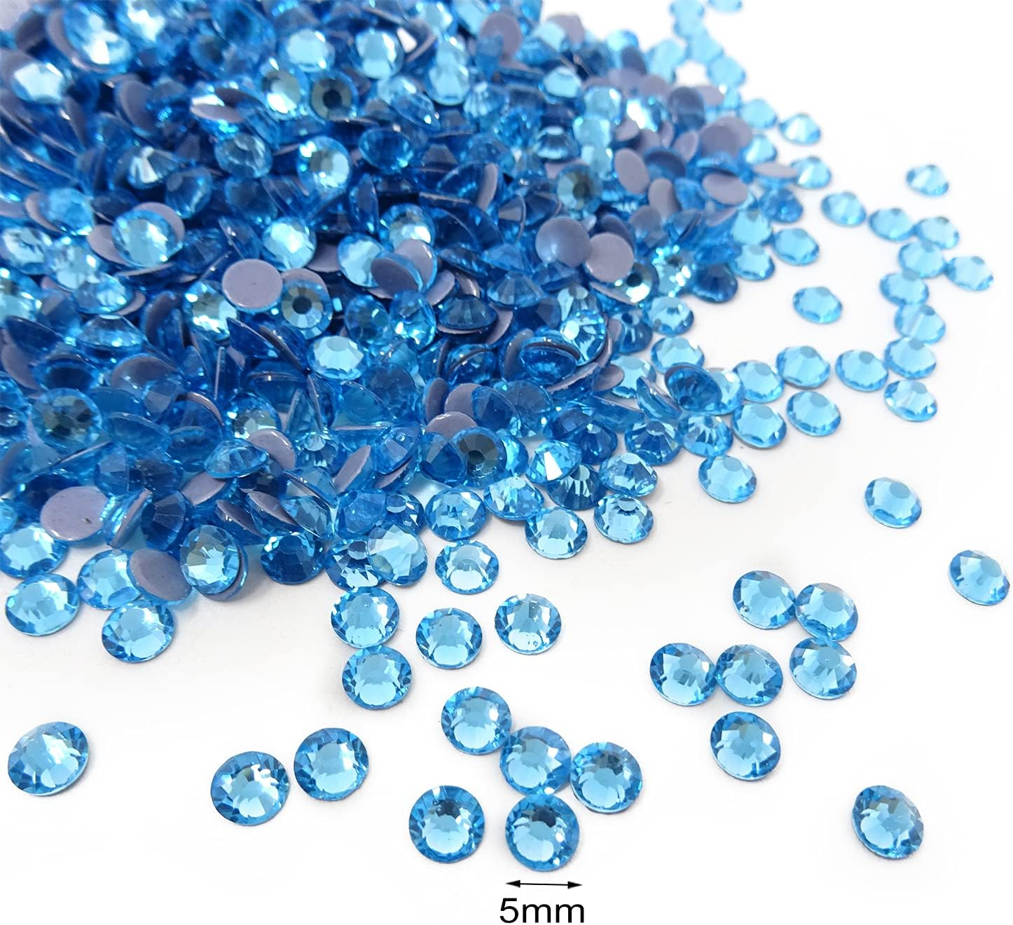 Honbay 1440 Pieces SS20 5Mm Hotfix Rhinestones Sparkly Flatback Rhinestones round Crystal Gems (Light Blue) - Gold image number 6