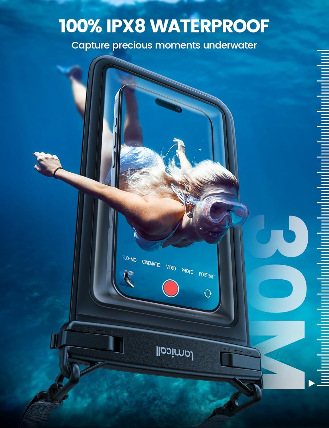 Lamcall 2Spaces Waterproof Phone Pouch Bag - 7.5" Waterproof Smartphone Case with Lanyard, IPX8 Cell Phone Dry Bag Beach Essentials for Iphone 17 Pro Max Air 16/Plus/15/14/13, Galaxy 24/23/22, 4-7.5"