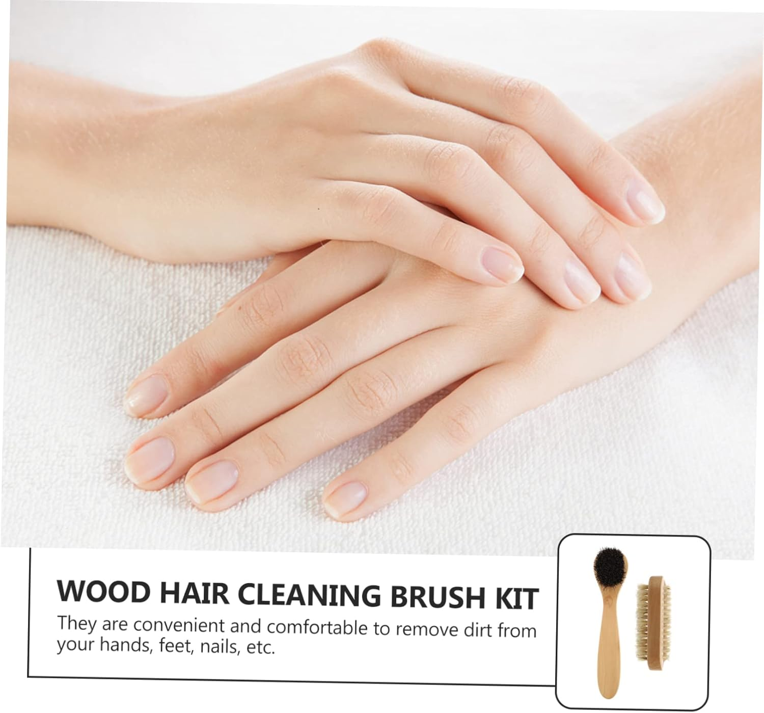 COLLBATH 2Pcs Hand Cleaning Brush Natural Pig Bristles Light Brown Wooden Nail Finger Washing Brush for Dirt Removal and Gentle Skin Care for Handwashing and Nail Cleaning image number 4