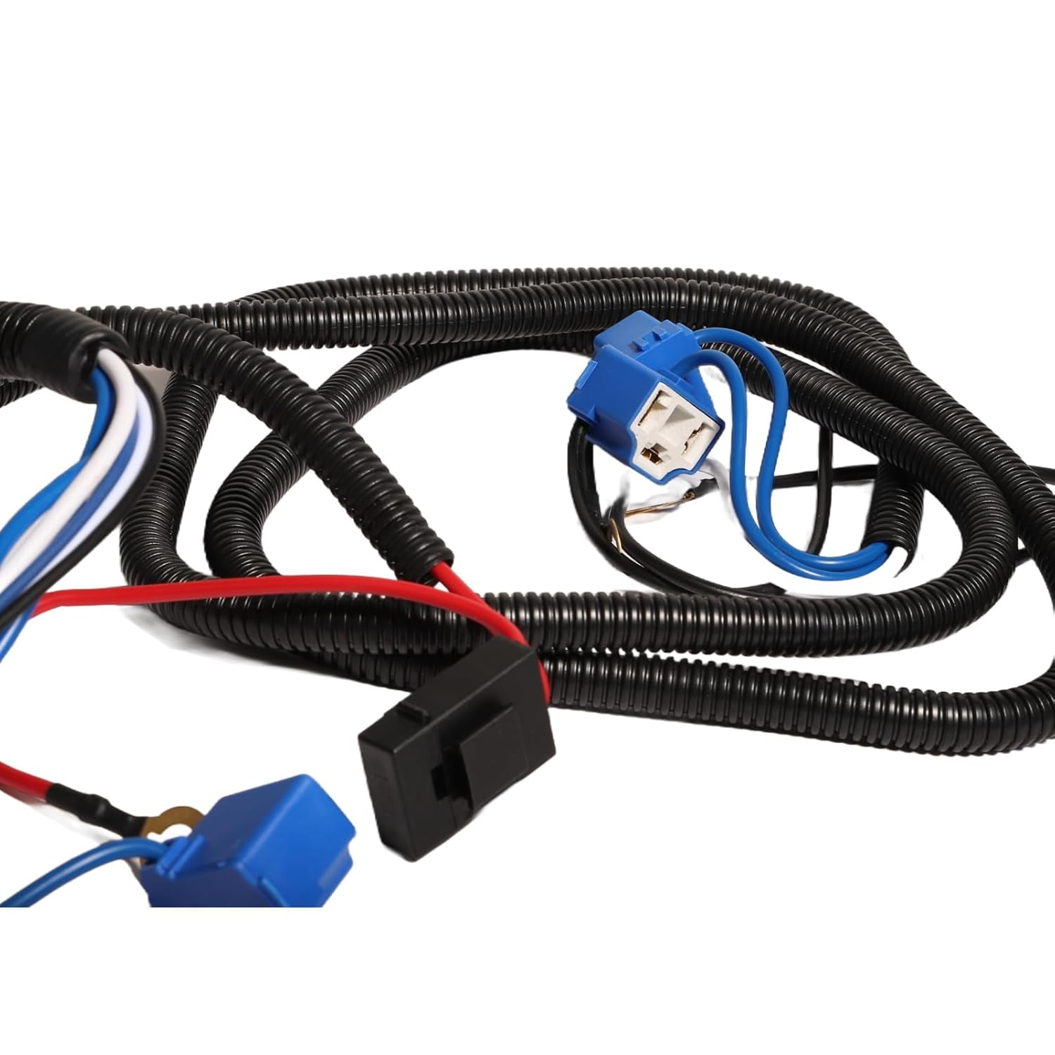 H4 Headlight Harness Headlight Relay Wiring Harness Kit, 4 Headlight H4 Headlamp Light Wiring Harness with Ceramic Plugs Fix Dim Flickering Headlights for Halogen Conversion image number 4