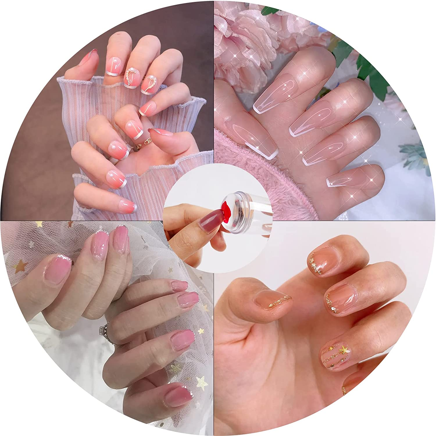 2Pcs Nail Art Stamper Tools Transparent Seal Crystal Silicone Head with Scraper，Diy Manicure Print Tool Nail Art Accessories image number 2