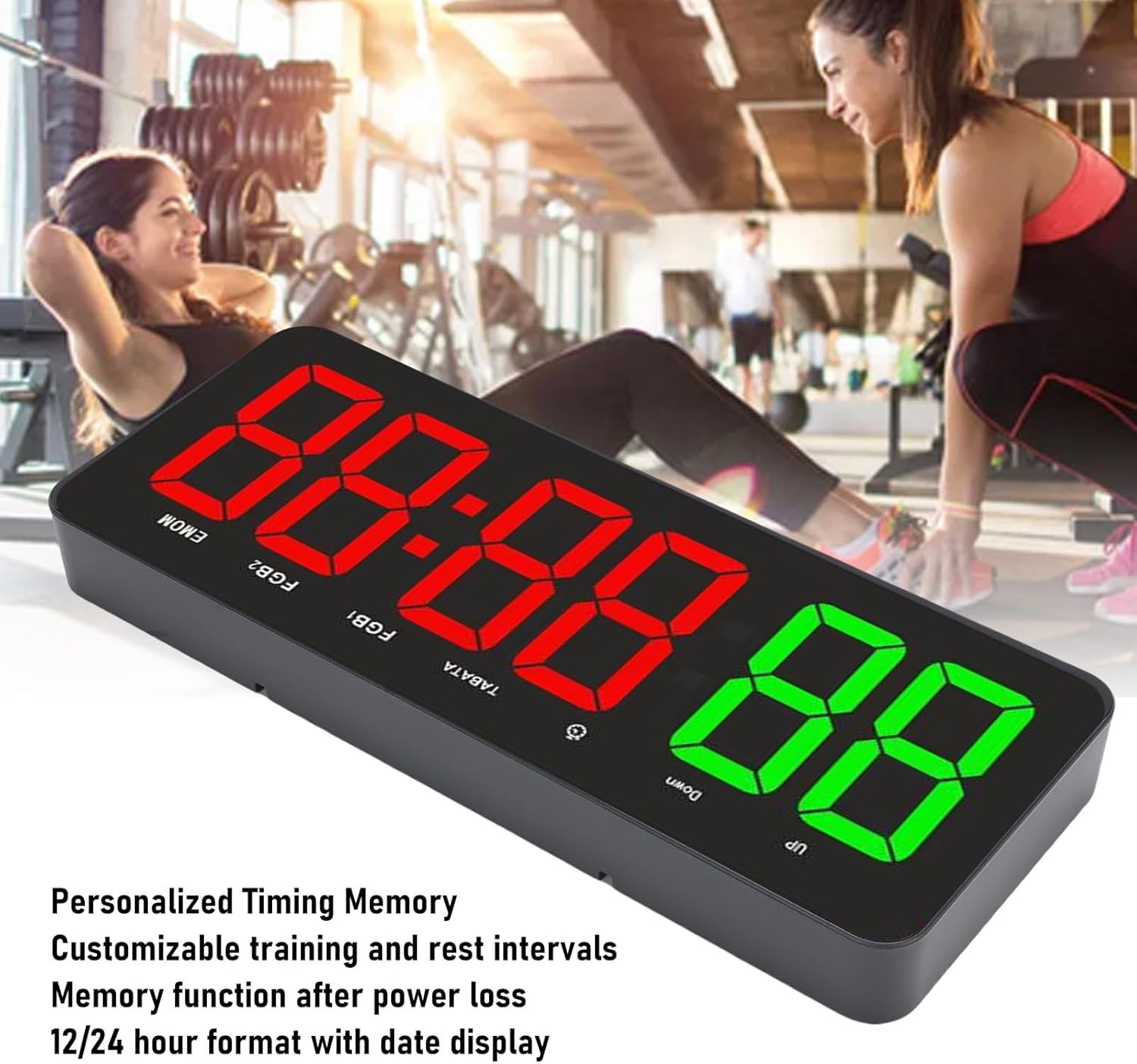 Dpofirs Portable Gym Timer Clock, 12.4 Inch Workout Interval Timer with Remote Control, Countdown Count up Stopwatch Wall Mounted for Training Boxing image number 4
