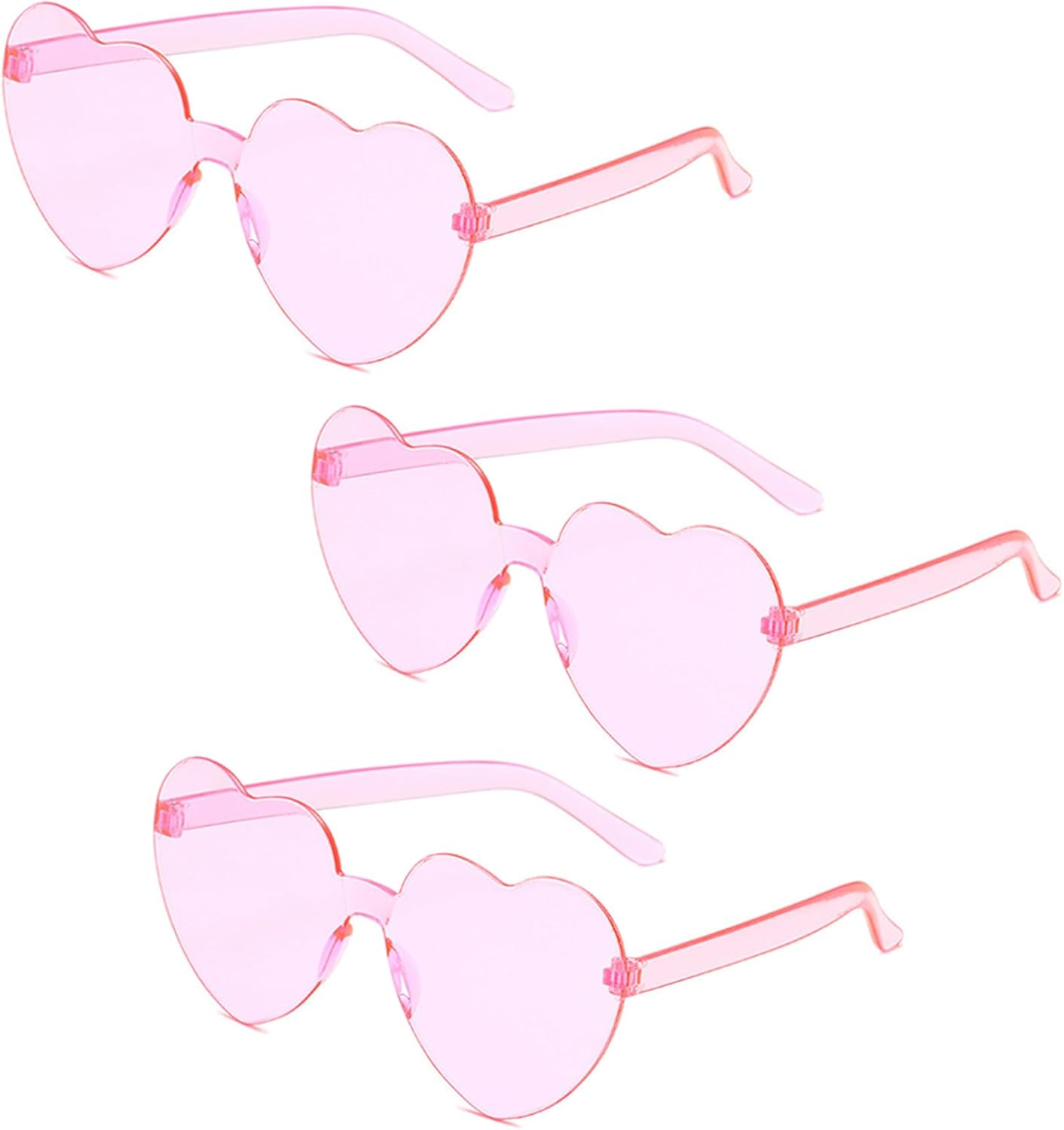Jotia Heart Sunglasses, Heart Shaped Sunglasses for Women Rimless Transparent Candy Color Heart Glasses Funny Party Glasses Colorful Glasses