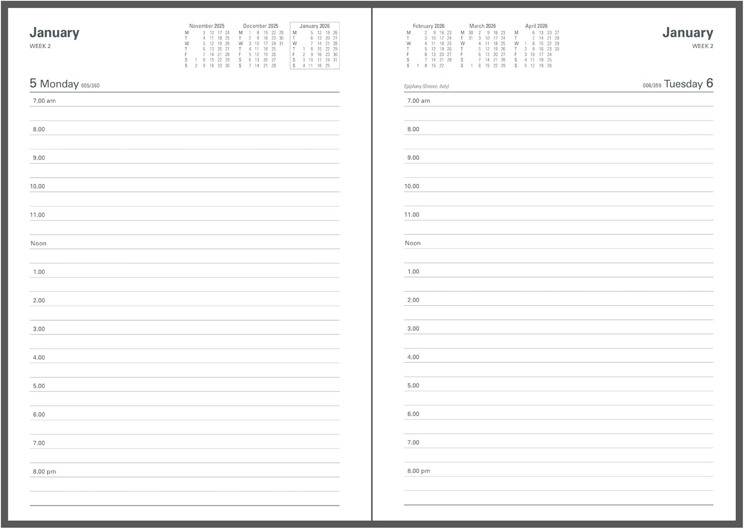 Collins 2025-2026 Financial Year Diary - A5 Day to Page Planner - Black