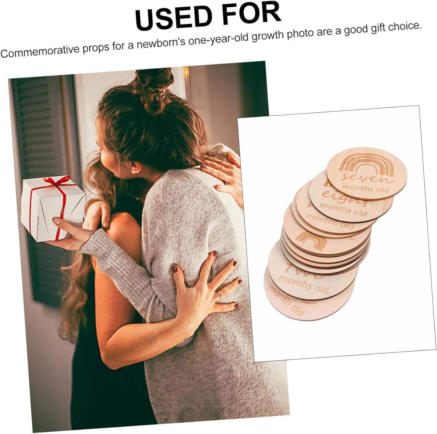 13Pcs Double-Sided Wood Baby Monthly Growth Recording Cards Newborn Photography Props for Baby Shower Milestone Moments image number 3