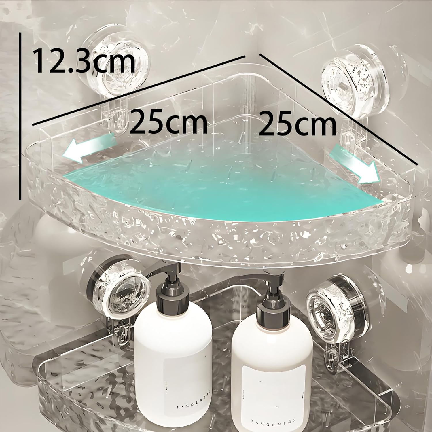 SESLEL Suction Cup Shower Caddy Bathroom Shelf, No-Drill Wall-Mounted Storage Rack, Removable Corrugated Organizer for Bathroom and Kitchen(White Corner) image number 1