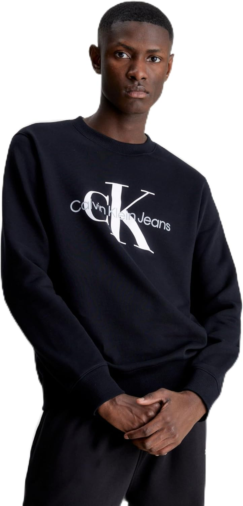 Calvin Klein Jeans Mens Core Monologo Crewneck Sweatshirt, Ck Black
