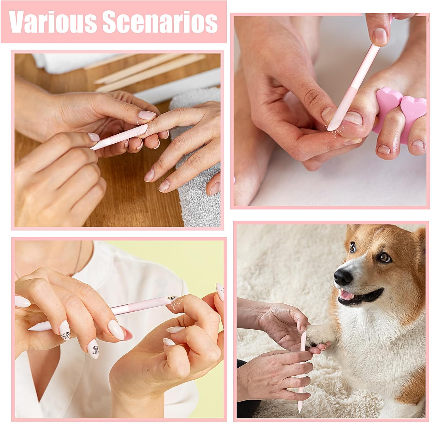 2 Pcs Glass Cuticle Pusher, Dual Ended Cuticle Remover Tool, Cuticle Trimmer Manicure Stick with Leather Case, Fingertip Precision Filing Cuticle Remover Tools for Nail Salons, Home image number 4