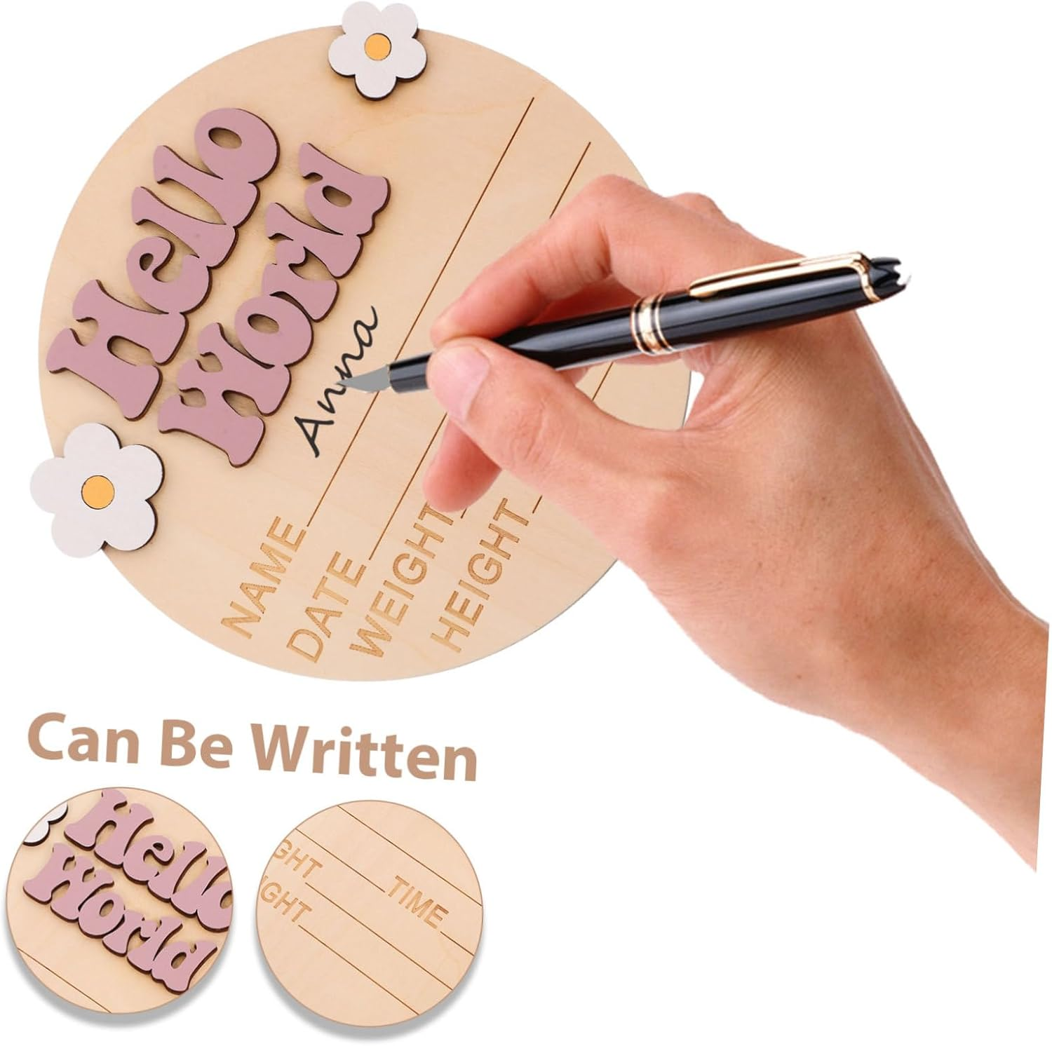 Gatuida Growth Commemorative Card for Newborn Wood Sign for Shower Nursery Decor image number 4