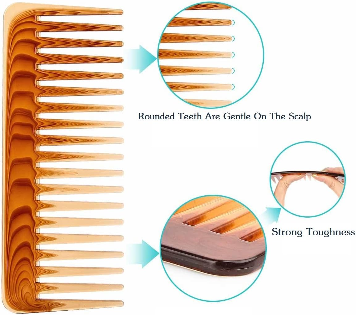 Liasun 2 Pack Large Detangling Comb 6.2 Inch Wide Teeth for Long Thick Curly Wavy Hair Styling Tools Detangling Comb for Wet and Dry image number 1