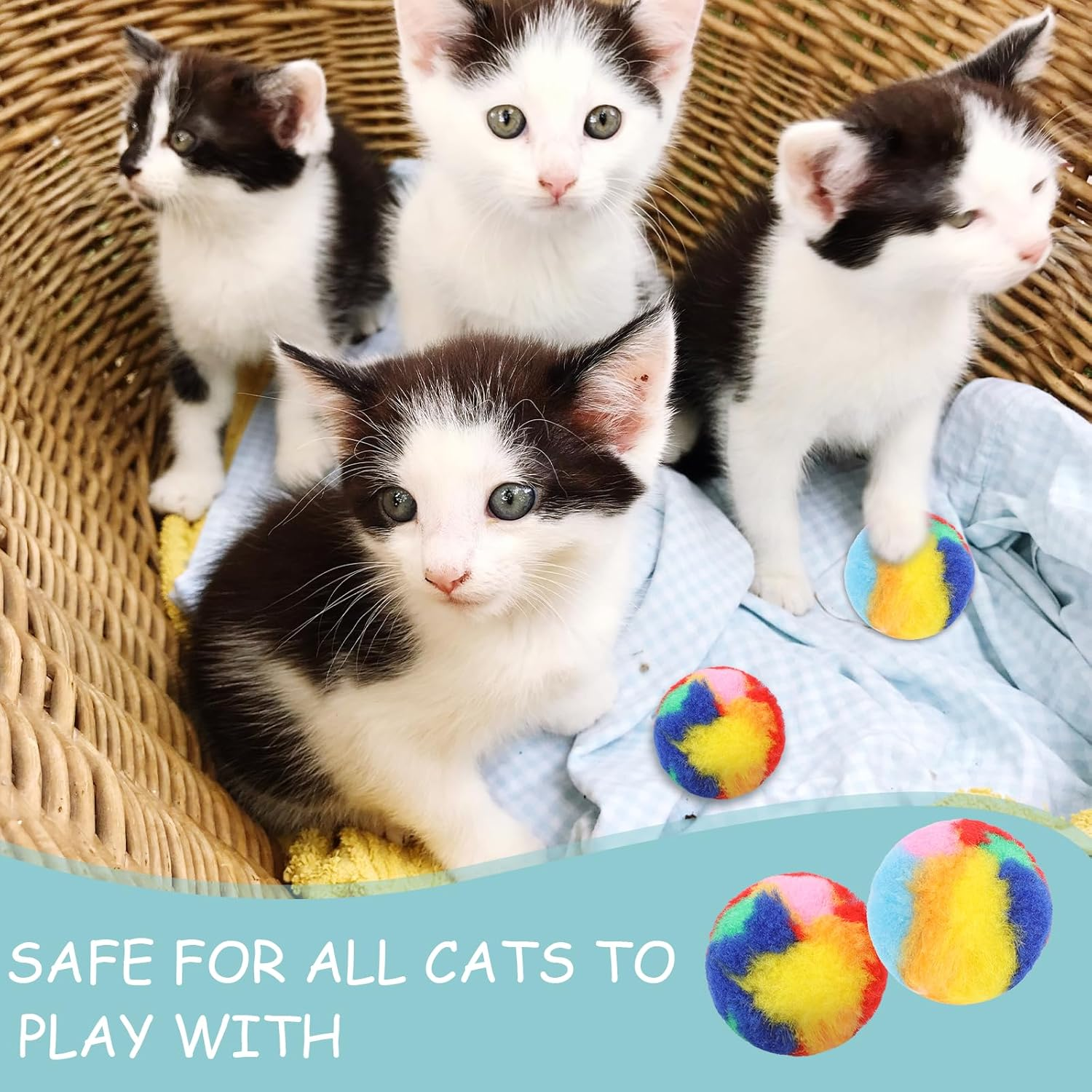 Mozeat Lens Cat Toy Balls, Pack of 20 4 Cm Colourful Cat Pom Pom Ball Toy Soft Cat Ball Interactive Training Play Ball Training Ball for Cats Kittens Pets Indoor image number 3