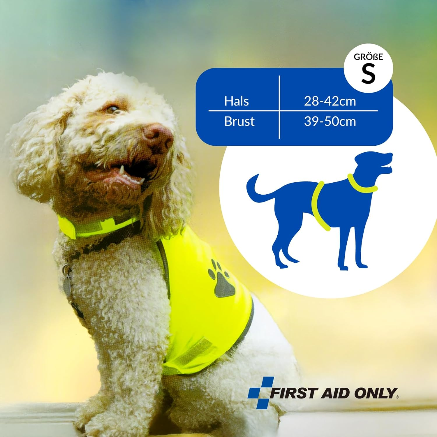 First Aid Only P-91913 00 Dog Safety Vest Yellow Size S | Reflective Vest for Dogs with Reflector | Can Be Attached with Fastener | Neck Circumference: 28-42 Cm, Chest Circumference: 39-50 Cm | 100% image number 2