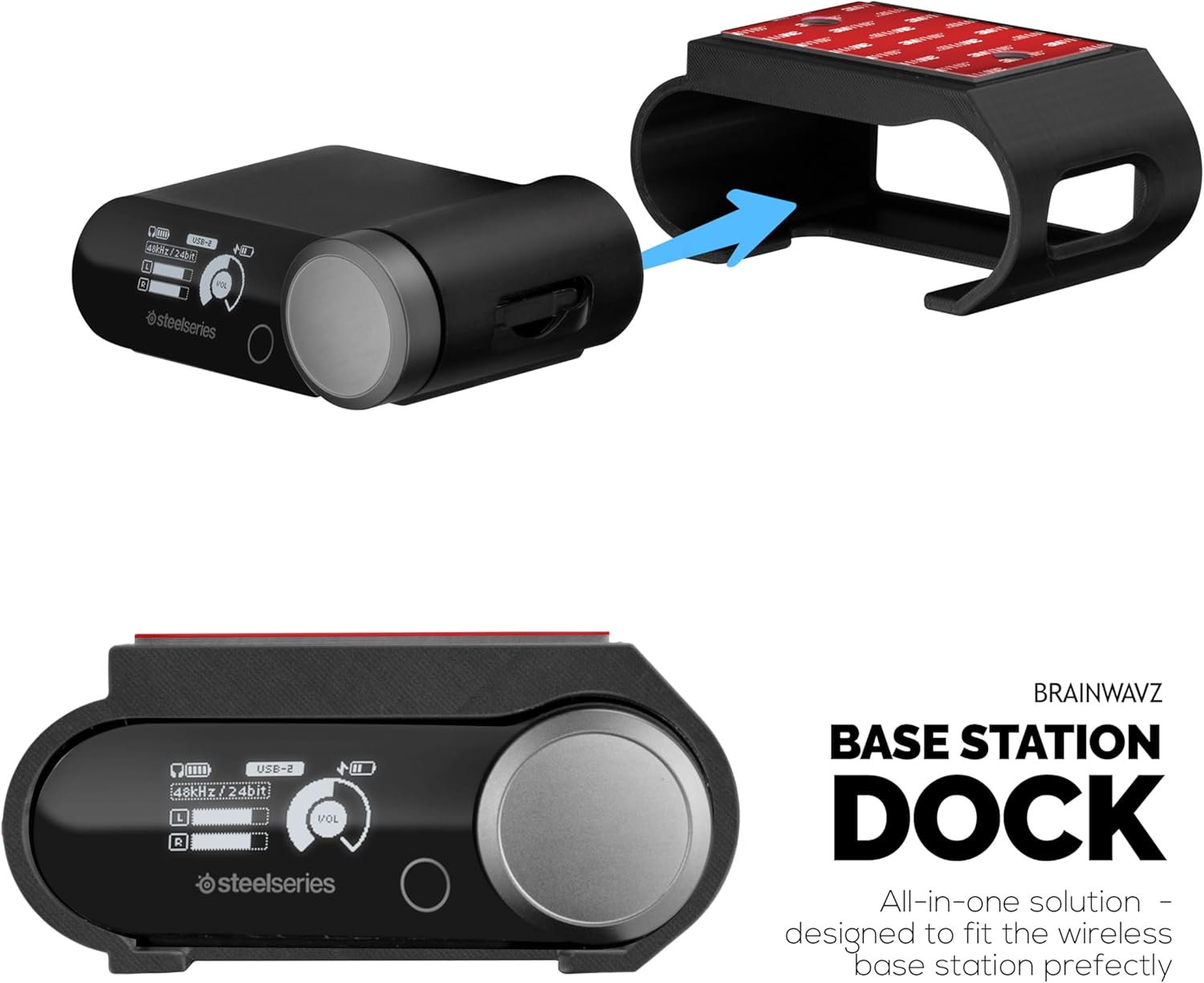 Under Desk Mount for Steelseries Arctis Nova Pro Wireless Base Station &ndash; Secure Fit, Easy Install with Screws or VHB Tape &ndash; Clean, Organized Gaming Setup &ndash; by Brainwavz (UM01) image number 5