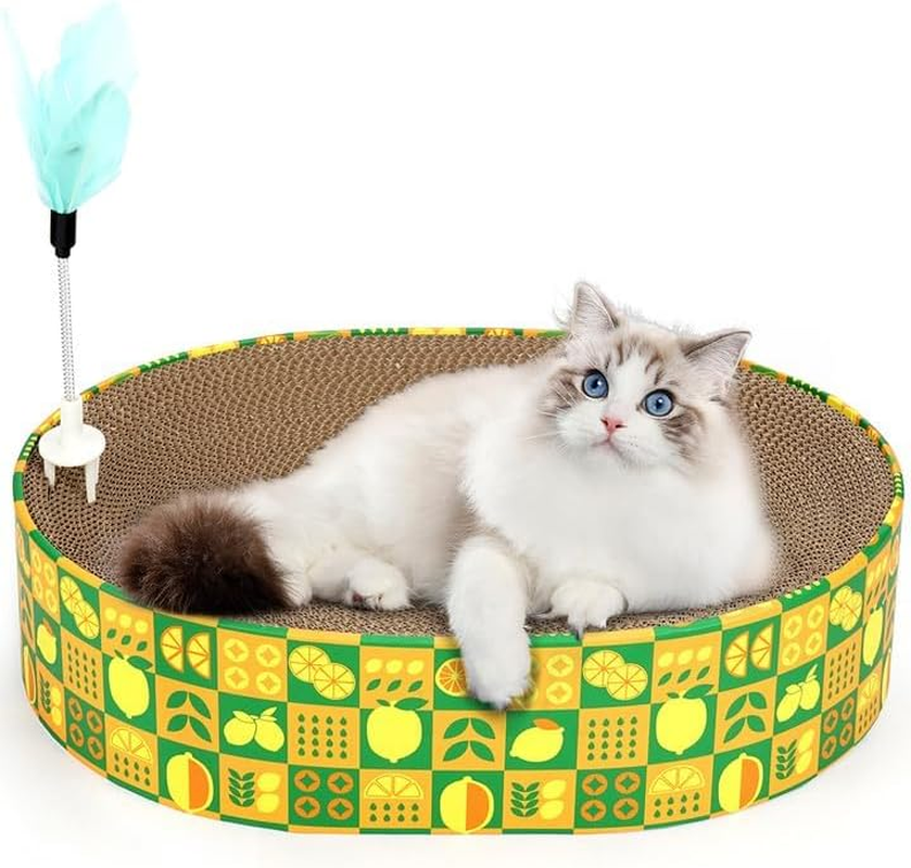 Cat Scratcher, Cardboard, 2 in 1, Oval Pet Cat Cot, Scratching Pad, Corrugated Cardboard, Lounge Bed, Furniture Protector, Toy