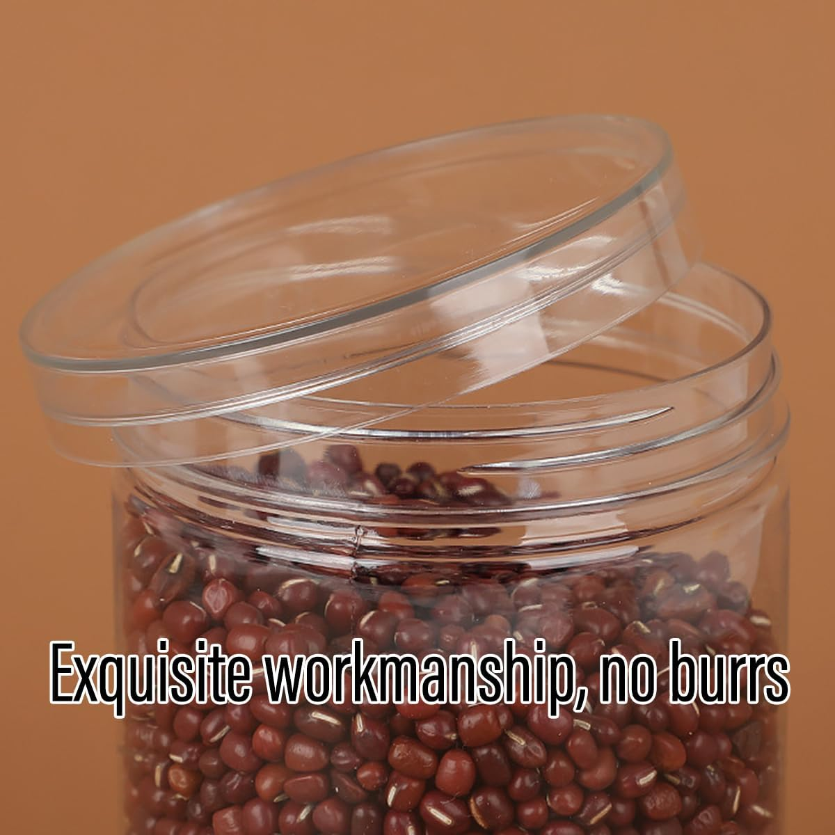 AIMALL 50PCS Wide Mouth Transparent Plastic Storage Containers, Reusable Airtight Food Bottles with Screw Lids for Kitchen Pantry Snacks Grains Nuts Dried Fruit Organisation image number 4