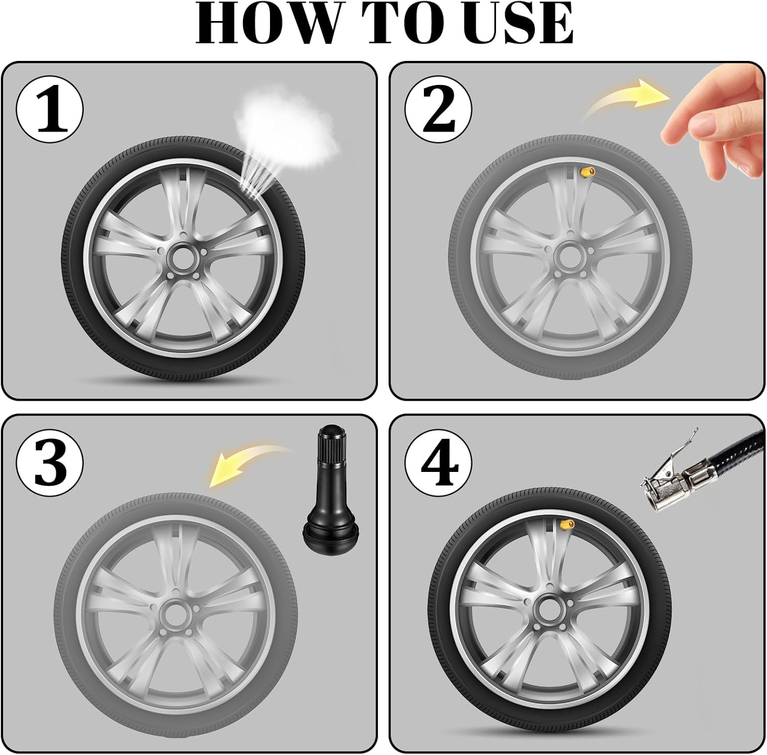 10 PCS Tire Valve Stems Set, TR413 Tubeless Valve Stems, Snap-In Rubber Tire Valves for 0.453" Tubeless Rims, Universal Durable Black Replacement Stem Fit for Cars, Trucks, Trailers, Lawn Mowers image number 3