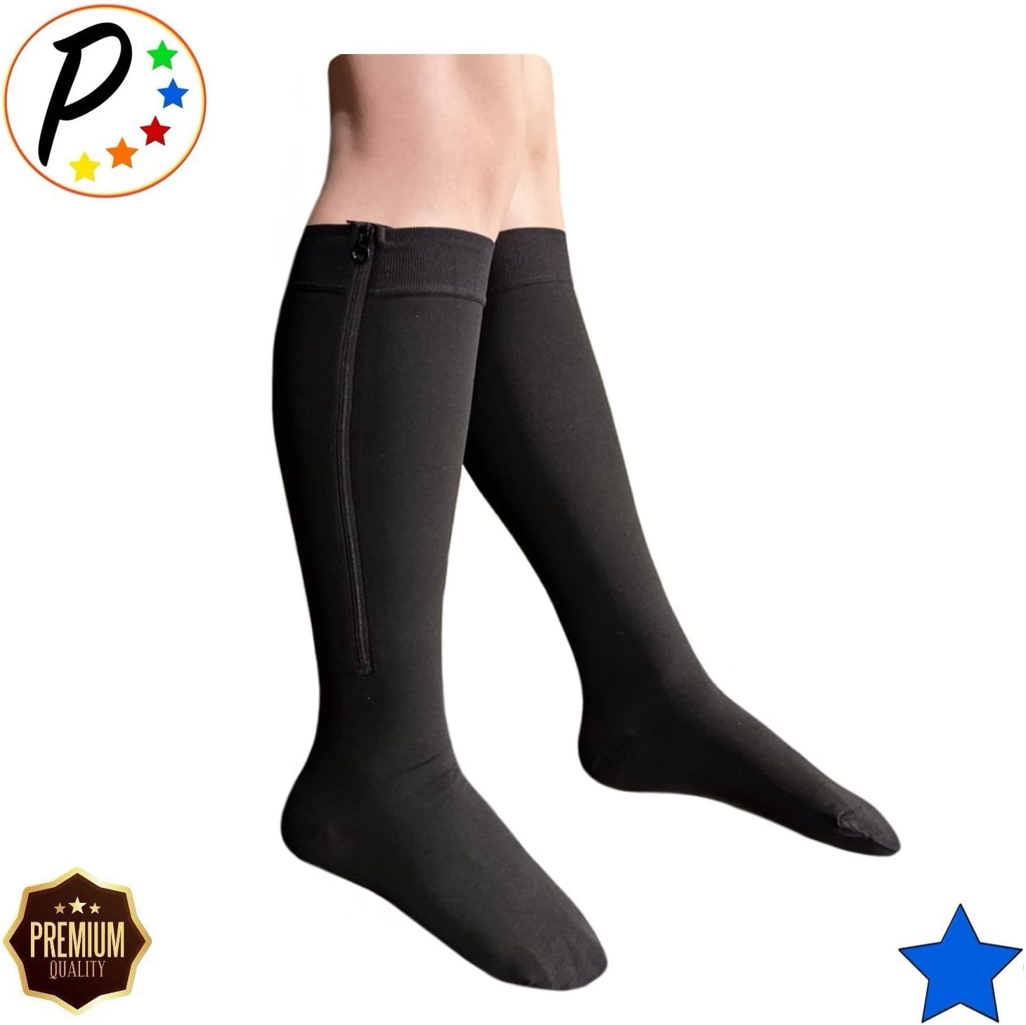 Presadee Closed Toe 30-40 Mmhg Extra Firm Zipper Compression Leg Swelling Socks image number 7