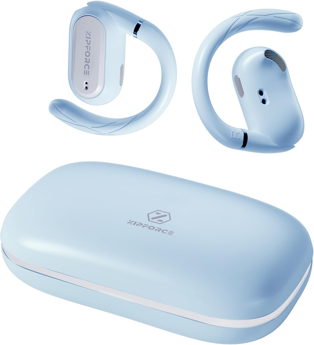 ZIPFORCE True Wireless Earbuds, Open-Ear Bluetooth 5.4 Headphones 4-Mics ENC Clear Call, Bluetooth Earbuds Touch Control 40 Playtime, IPX6 Waterproof TWS, Light-Weight Earphones