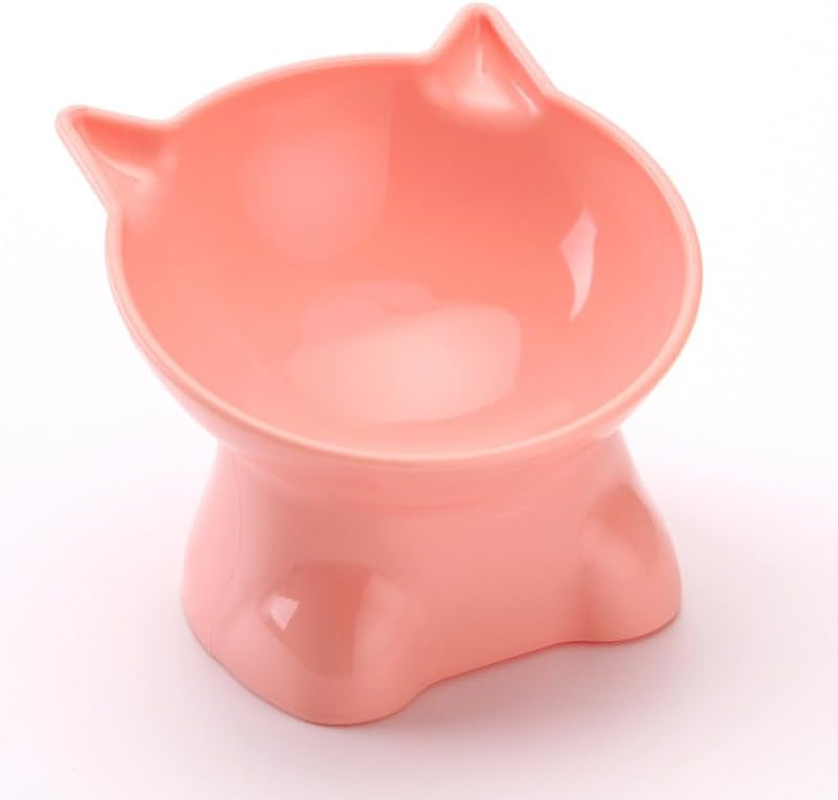 Raised Cat Bowl,4.5 Inch Height Elevated Cat Food Bowl,Tilted Pet Water Bowl anti Vomiting Feeding Bowls,Cute Shallow Cat Bowl (Pink) image number 5