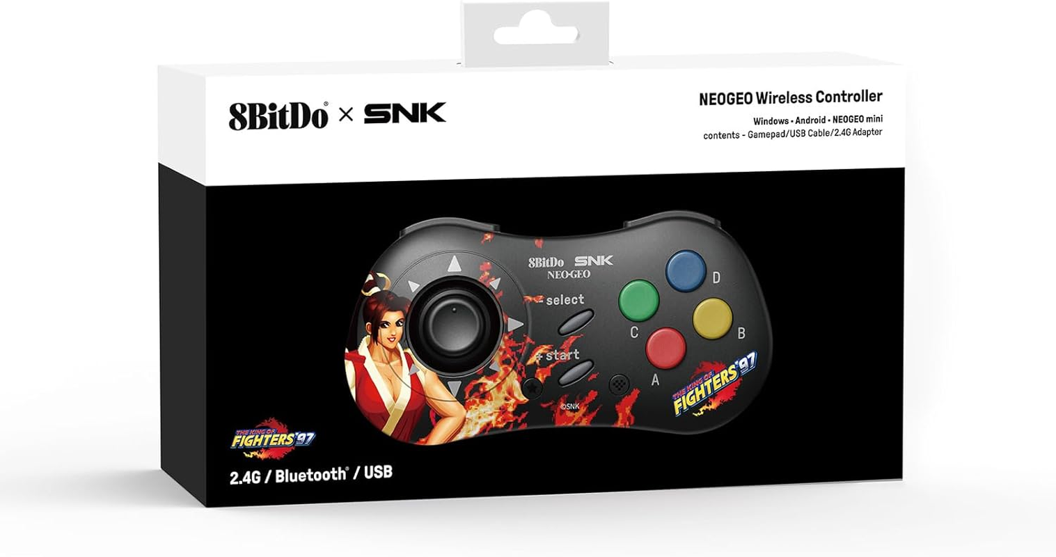 8Bitdo NEOGEO Wireless Controller for Windows, Android, and NEOGEO Mini with Classic Click-Style Joystick - Officially Licensed by SNK (Mai Shiranui Edition) image number 4
