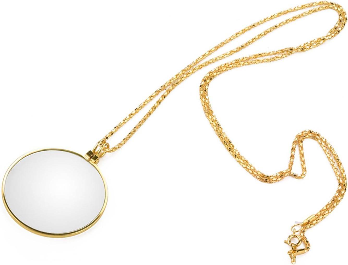 5X Magnifier Monocle Necklace Magnifying Glass Loupe Jewelry Reading Loupe Silver (Gold) - Silver image number 7