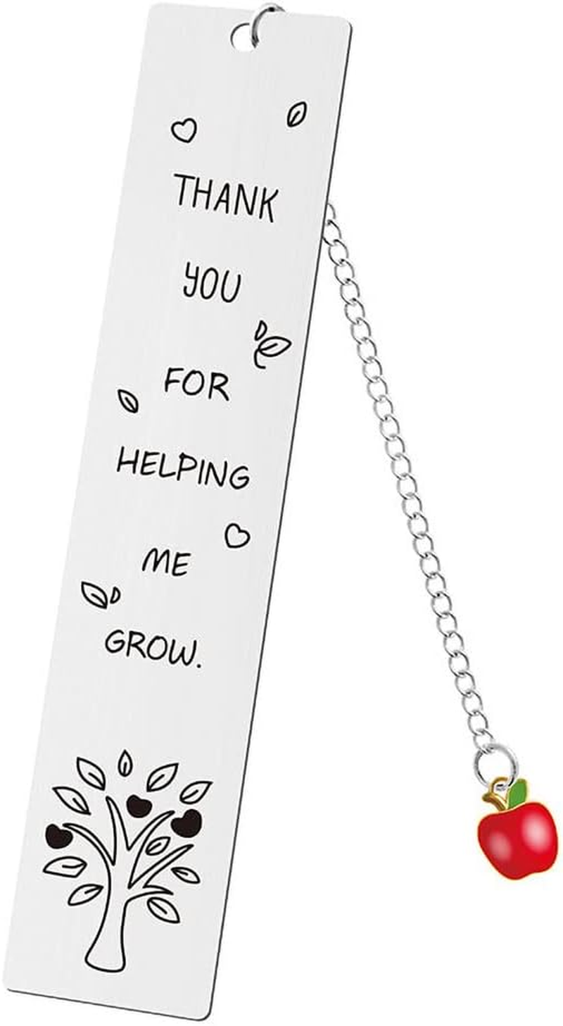 Teacher Appreciation Bookmark Gifts for Women Men Thank You Teacher Gifts from Student Birthday Christmas Gift for Teachers Thank You for Helping Me Grow Bookmarks image number 3