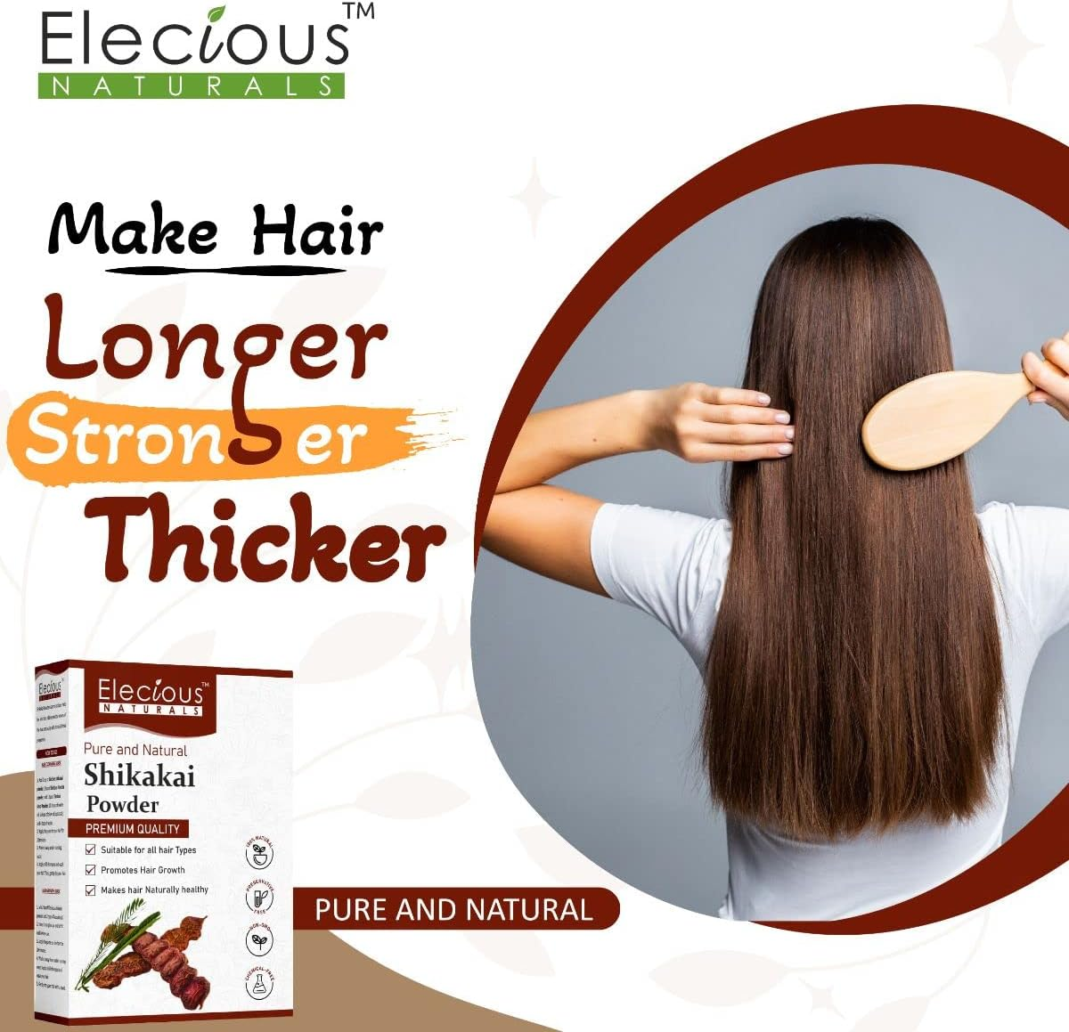 Elecious Shikakai Powder for Hair (Natural Hair Cleanser for Luxirious and Soft Hairs) (200 Grams) image number 1
