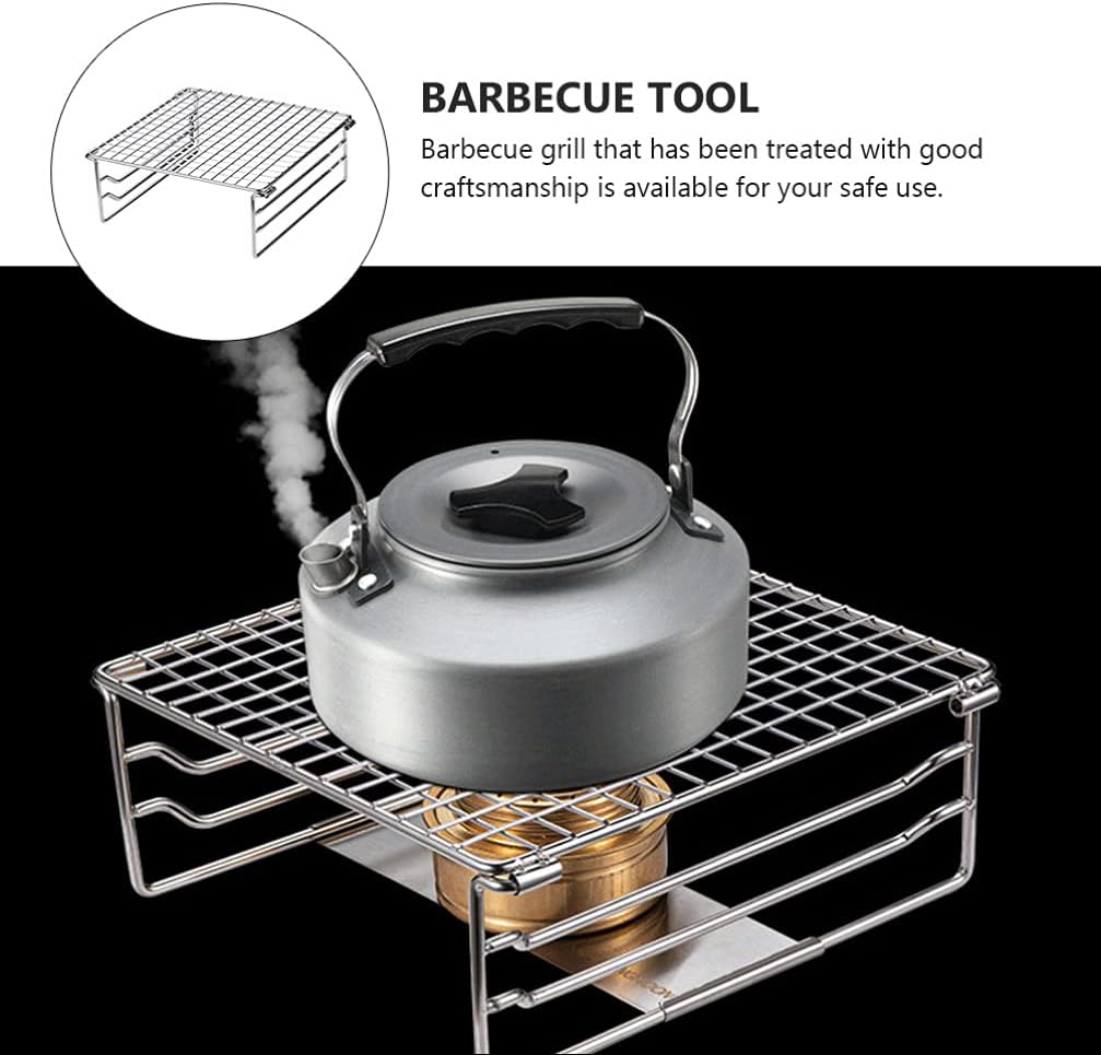 Grill Warming Rack Heavy Duty Stainless Steelgrate Portable Camping Grill with Legs for Outdoor Backpacking Hiking Picnic BBQ, Silver image number 4