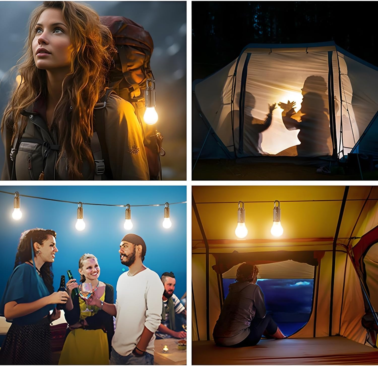 HYVCZP Solar Tent Lamp Portable LED Tent Lights, Hook Hurricane Emergency LED Camping Light Bulb, USB Rechargeable Lantern Bulb for Camping Hiking Backpacking Fishing Outage (3) image number 2