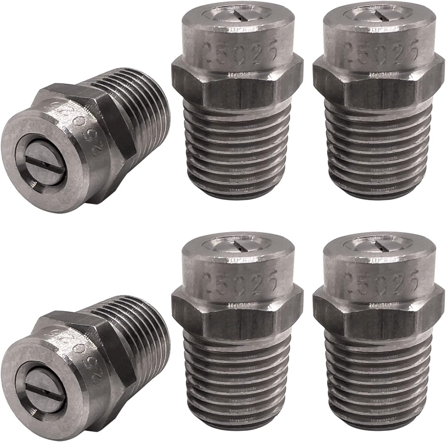 SOLIVEDE 25025 Surface Cleaner Tips for Pressure Washer Nozzles with 2.5 Orifice, 4000 PSI, 1/4'' Male NPT, Stainless Steel (8 Pack) image number 5
