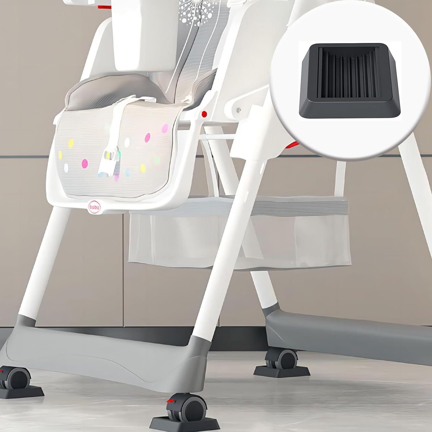 10Pcak Black Furniture Pads Rubber Caster Cups, Wheel Stoppers to Prevent Sliding for Sofa Bed Hardwood Floor House Office Chair Wheels 3.15In