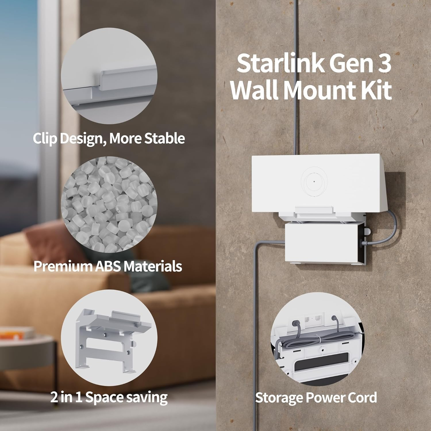 Router Mount for Starlink Gen 3-2 in 1 Fit Starlink V3 Router Wall Mount & Star Link Gen 3 Power Supply Mounting Kit for Starlink Gen3 Standard image number 6