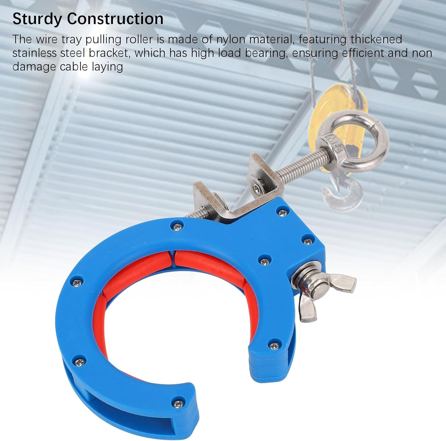 Cable Tray Roller 65Mm Clamp Auxiliary Threading Adjustable Roller Wire Pulling Pulley with Opening for inside outside Corner Use image number 2