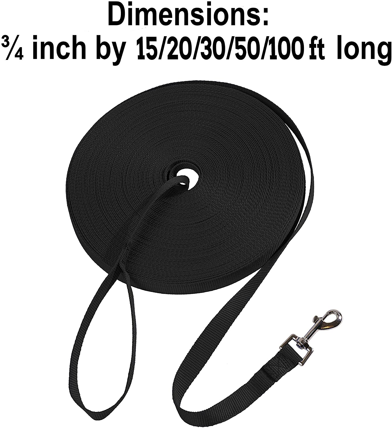 Hi Kiss Dog/Puppy Obedience Recall Training Agility Lead - 15Ft 20Ft 30Ft 50Ft 100Ft Training Leash - Great for Play, Camping, or Backyard - Black 20Ft image number 1