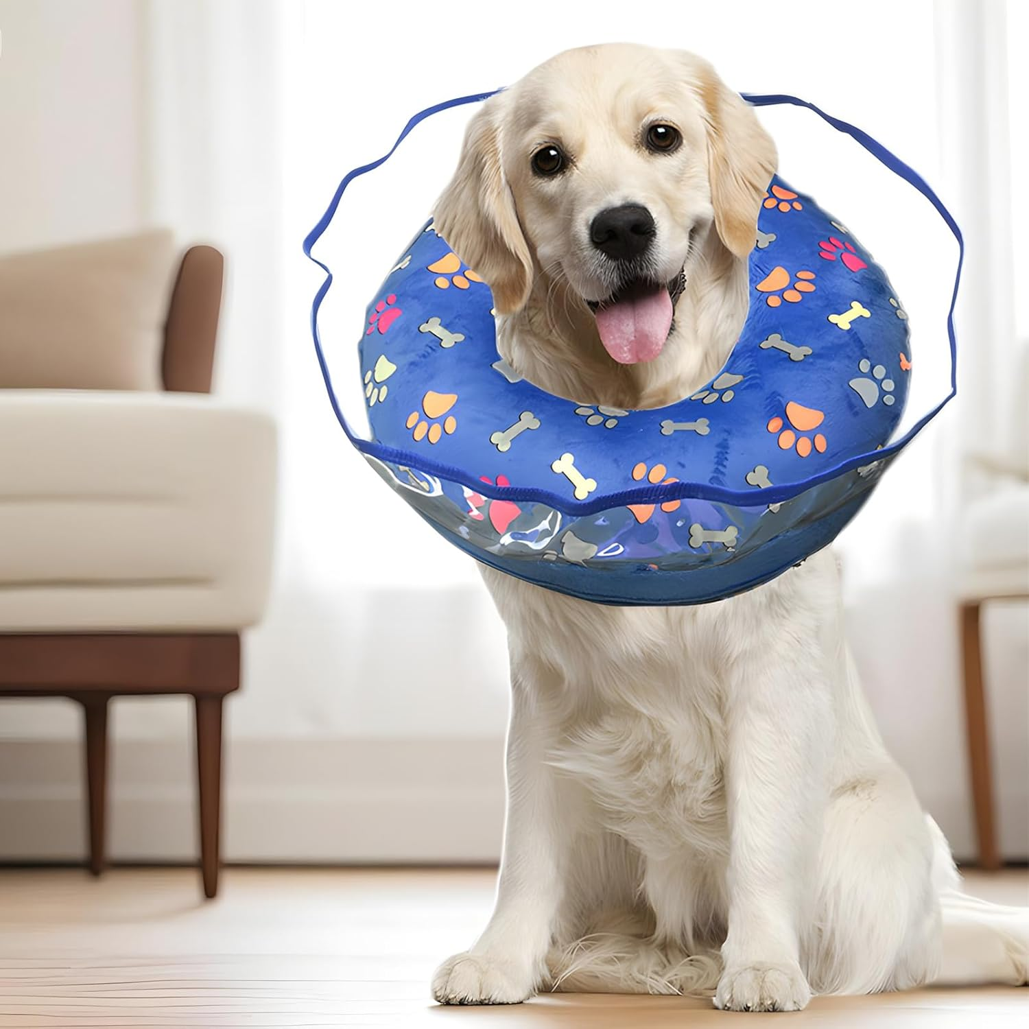 NACOCO Dog Recovery Inflatable Collar - Cat Protective Paw Cone for Small Medium Large Dog Detachable Elizabethan Cone Adjustable after Surgery (X-Large) image number 2