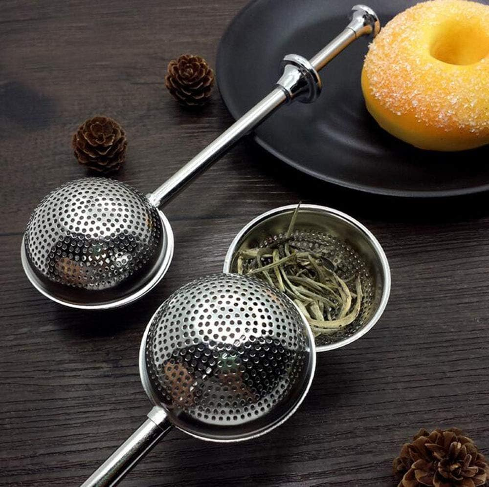 2Pcs Stainless Steel Dusting Bottle Tea Leaf Filter Tea Steeper Loose Leaf Flour Strainer Tea Ball Strainer Tea Leaf Holder Strainer Ball Flour Sieve Tea Spoon Seasoning Snap image number 4