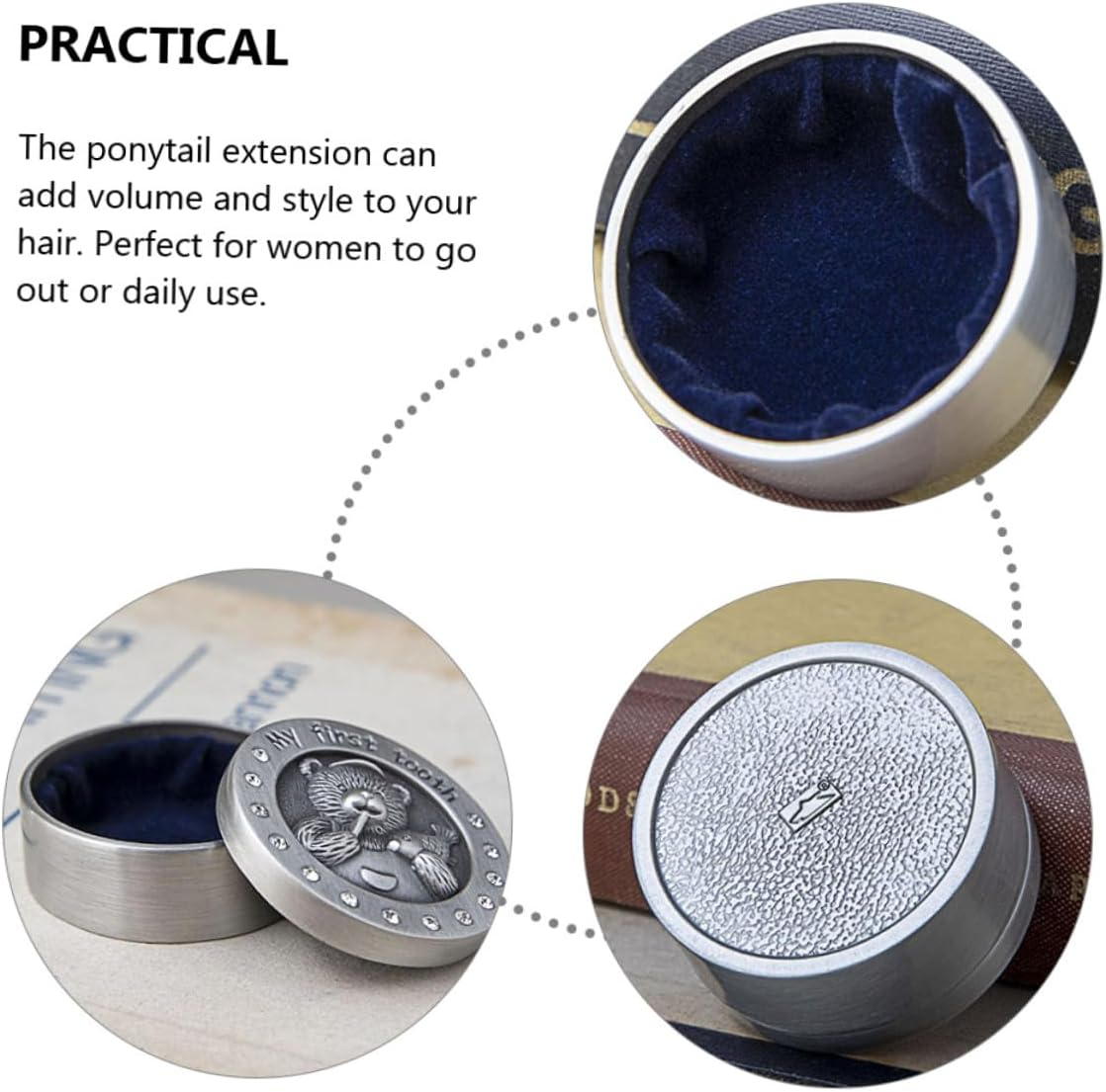 Baby Tooth Box and Fetal Hair Keepsake Metal Storage Case for Boys and Girls, Antique Tin Color, Baby Teeth and First Curl Organizer for Childhood Memory, 2Pcs Set image number 1