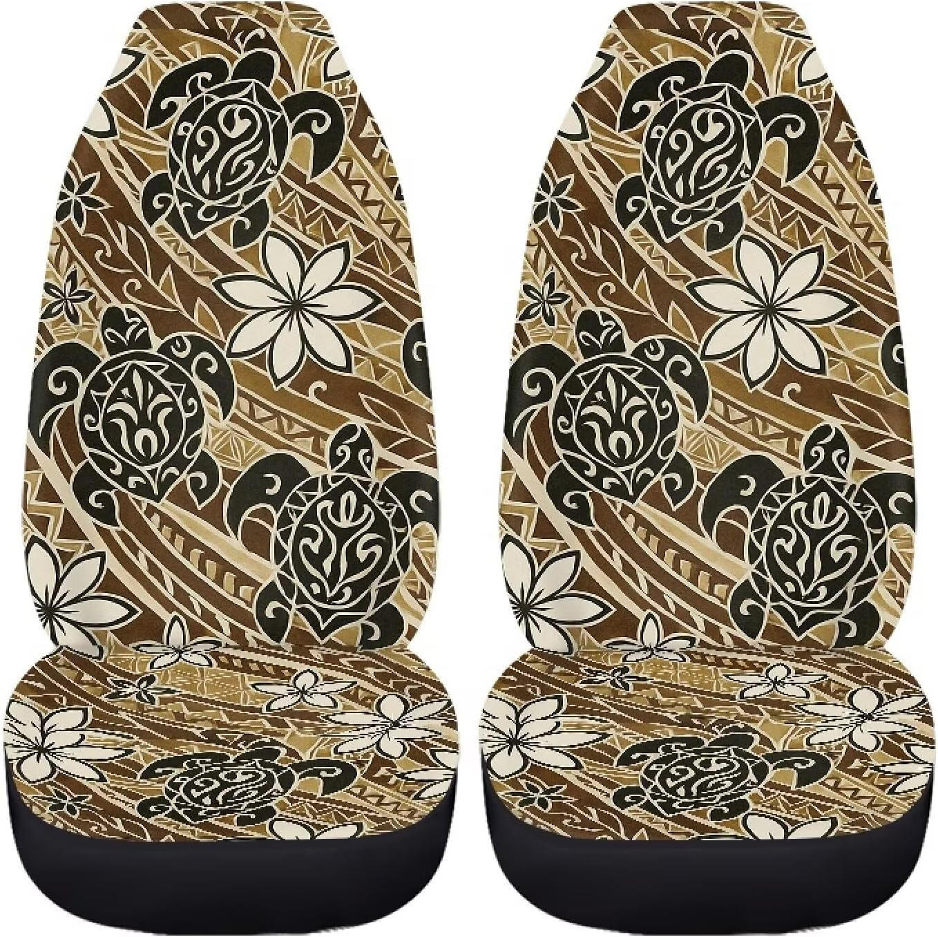 Bulopur Sea Turtle Car Front Seat Covers Full Set Polynesia Floral Auto Seat Covers Stretchable Polyester Automotive Cushion Cover Soft Breathable Auto Interior Decorations image number 4