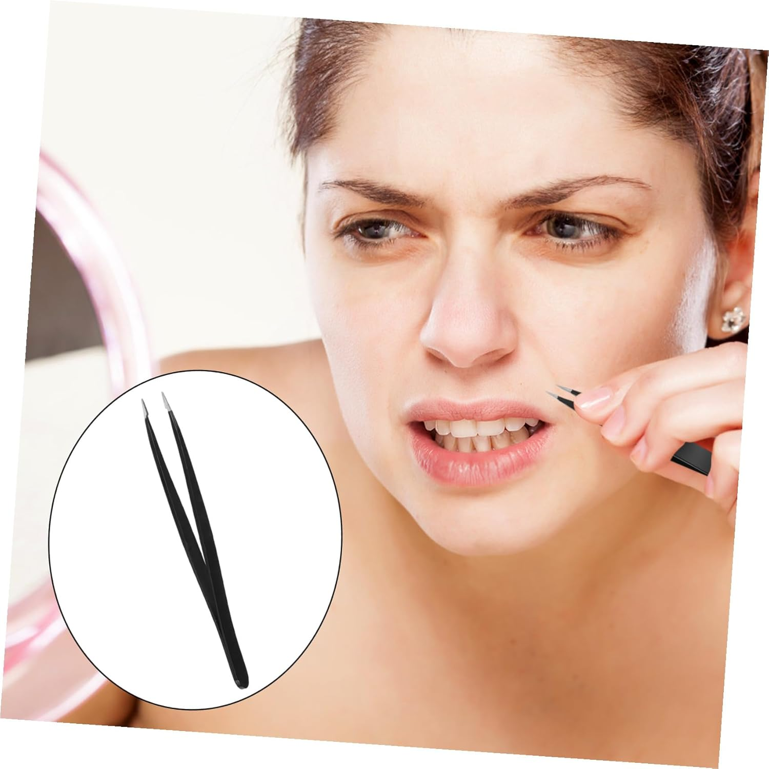 LIFKOME Fine Tweezers Hair Removal Tweezers 1.5Mm Thick Stainless Steel Precision Tip for Facial Ingrown Hair Blackhead Splinter Isolating Tool Women'S Grooming Kit image number 1