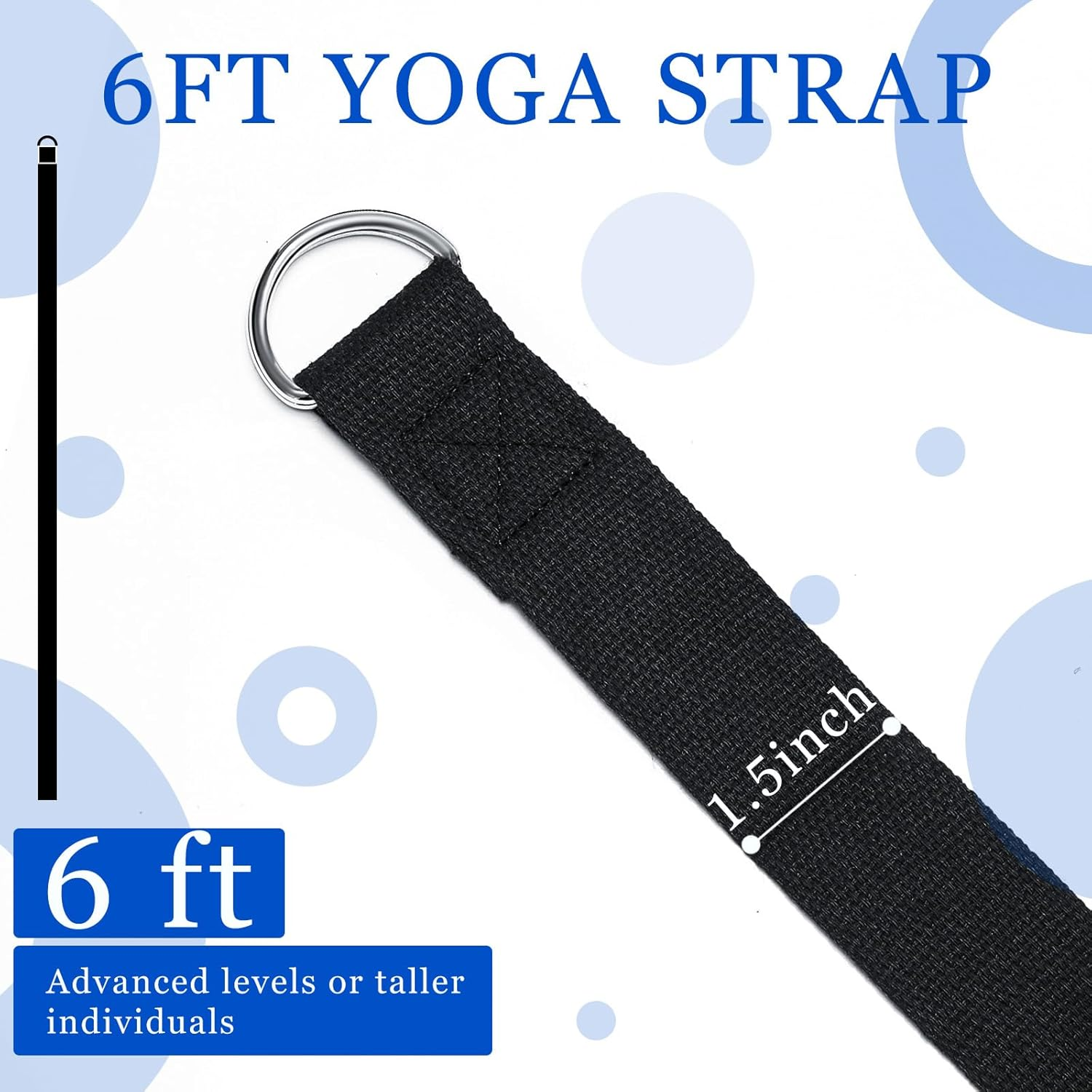 Leyndo 24 Pieces Yoga Strap for Stretching Yoga Exercise Adjustable Straps for Yoga Classes 6 Ft Non Elastic Yoga Belt with Adjustable D Ring Buckle for Pilates Gym Workouts Yoga Fitness