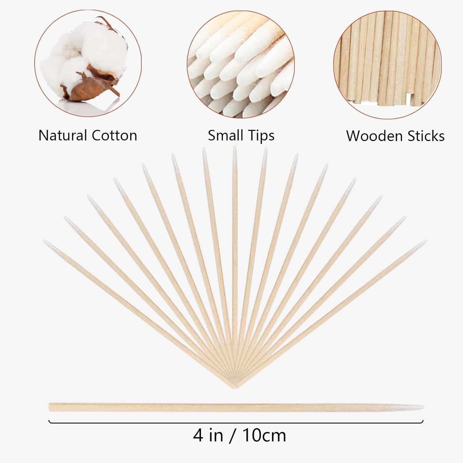 1300PCS Pointed Cotton Swabs,4 Inch Microblading Cotton Swab with Wooden Sticks for Makeup, Tattoo Permanent Supplies and Cleaning (13Packs) image number 1