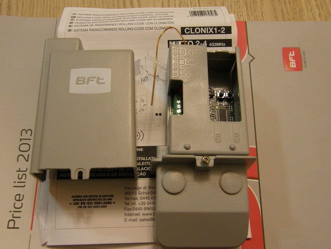 BFT Clonix 2E 2-Channel Receiver 433.92Mhz 12-24V AC/DC MITTO, Kleio, TRC Transmitter Memory: 128 Remotes!! ! image number 2