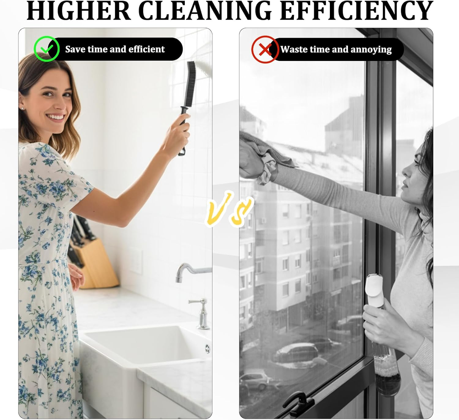 9-Piece Setcleaning Brush, Crevice Cleaning Brush and Grout Cleaner for Household & Cleaning, Multi-Purpose Scrubbing Brush for Bathroom, Shower, Kitchen, Toilet Cleaning Tools, Home Essentials image number 1