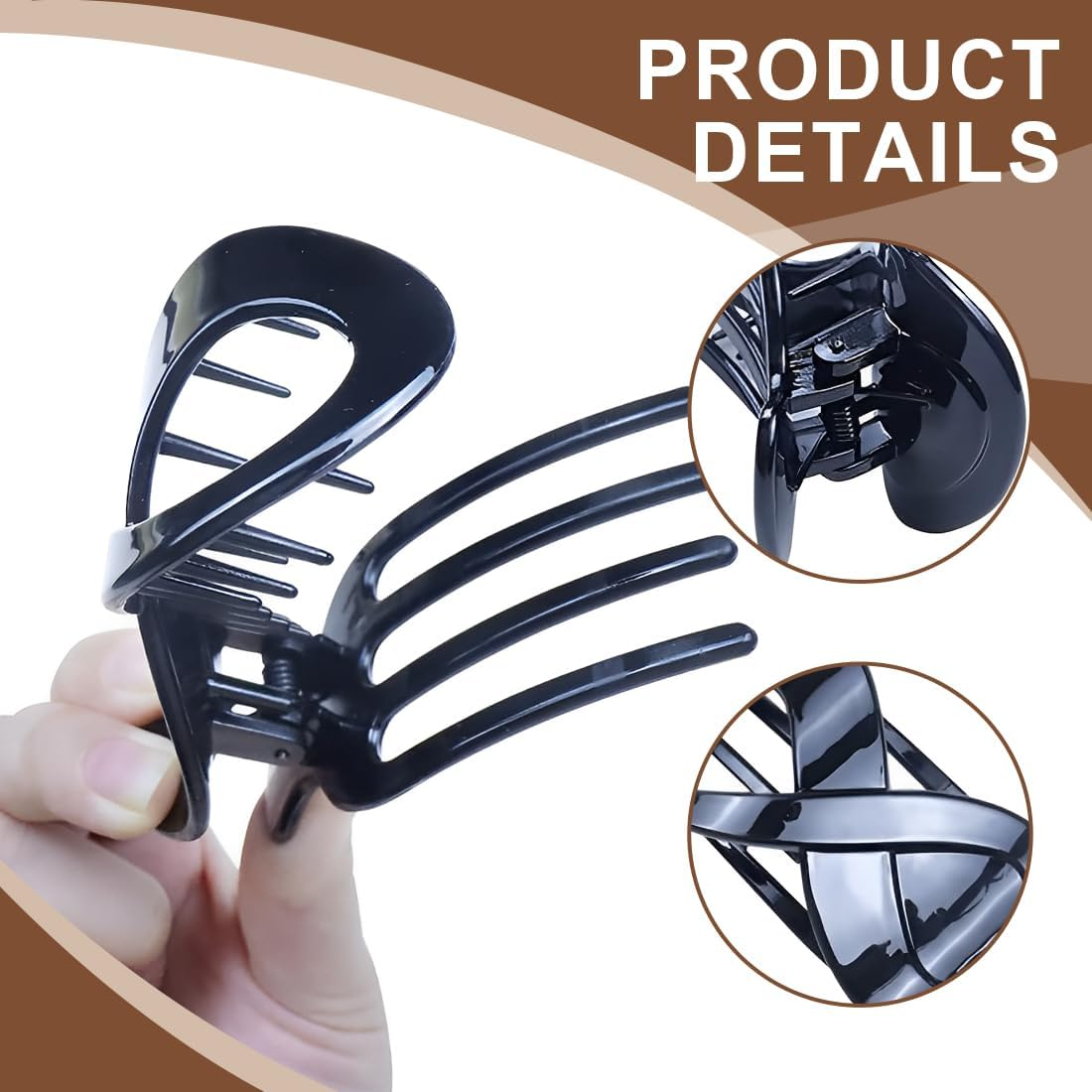 NHQZ Women'S Hair Clips, 3 Colours, Non-Slip Hair Clips, French Hair Clip, Tortoiseshell Hair Clip, Large, Elegant Hair Accessories, Girls for Everyday, Sports, Driving image number 1