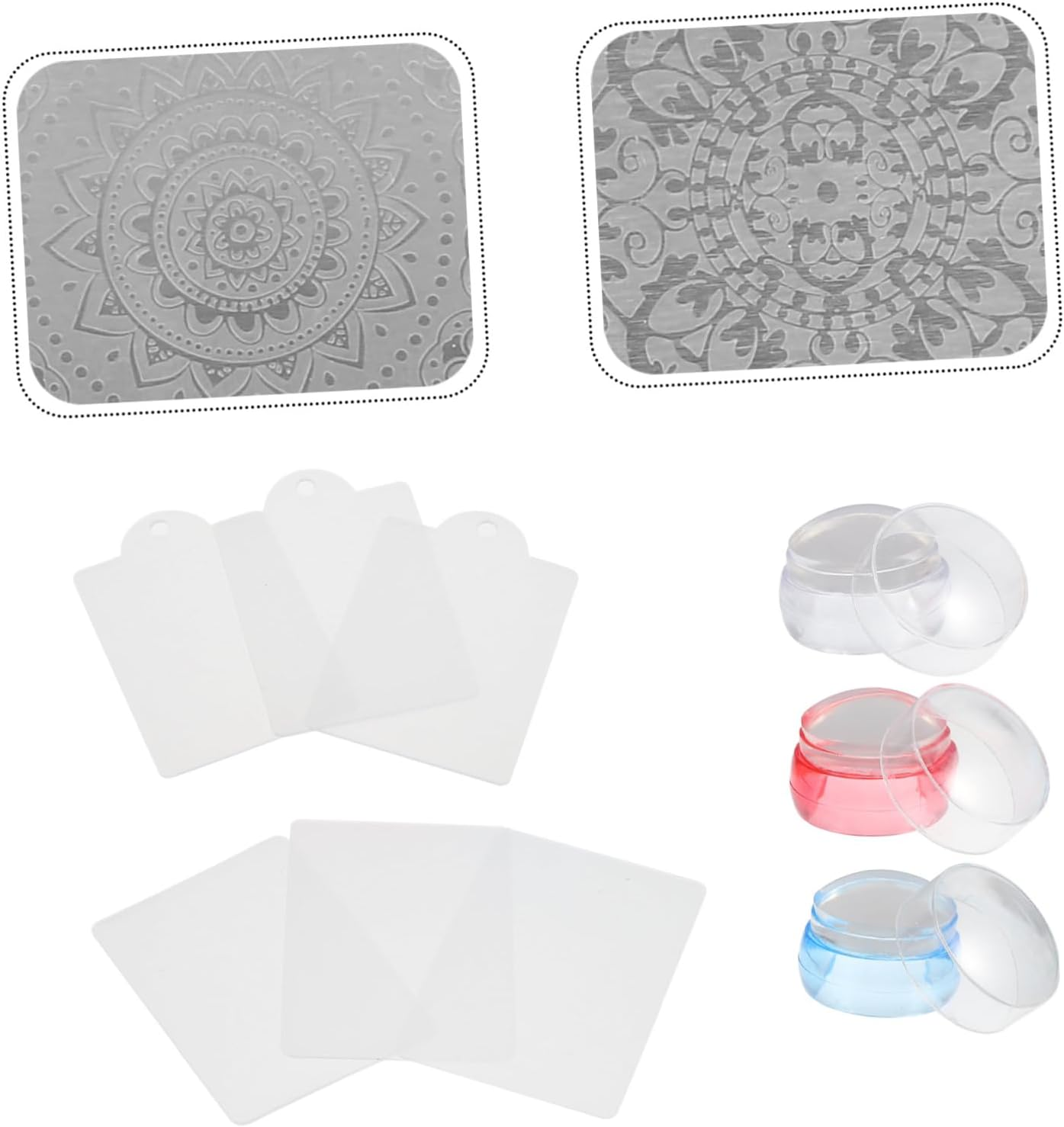 TOVINANNA 3Sets Nail Art Stamping Plates French Manicure Templates Nail Stencils Tools DIY Manicure Kit